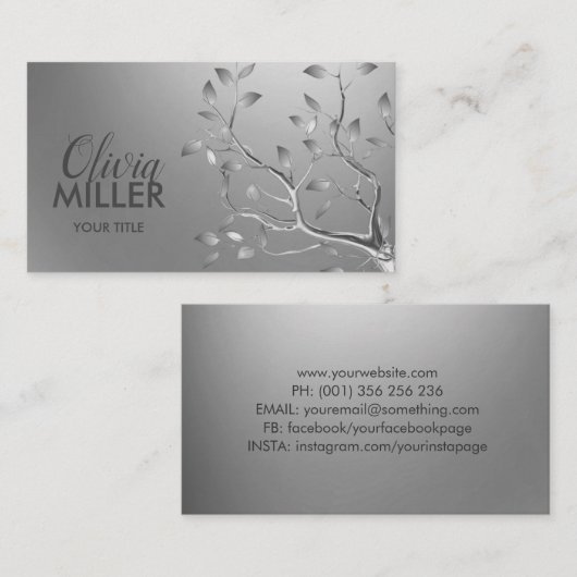 Silver Tree Branch Visitekaartje (Voorkant / Achterkant)