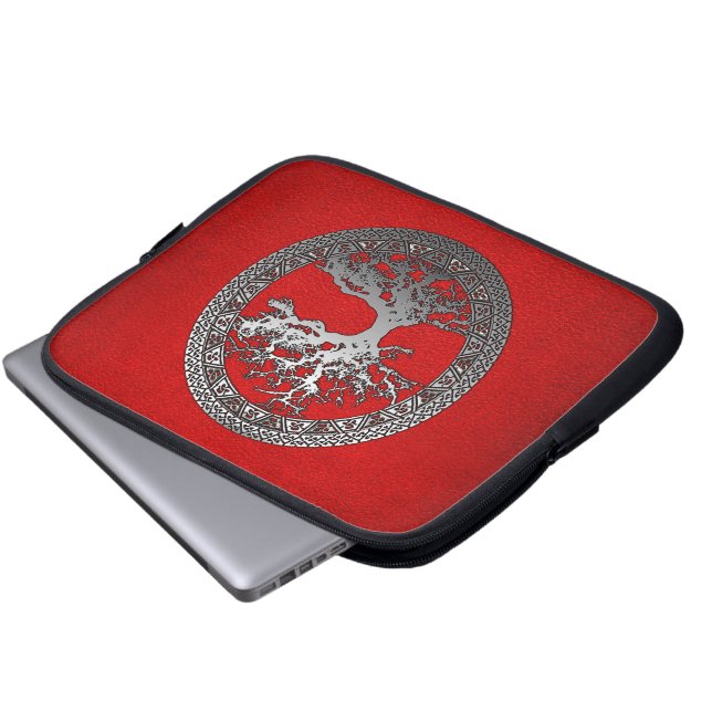 Silver Tree of Life Laptop Sleeve (Voorkant onderkant)
