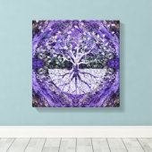 Silver Tree of Life Yggdrasil op Amethyst Geode Canvas Afdruk (Insitu (Houten vloer))