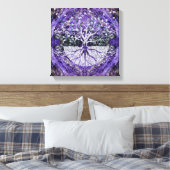Silver Tree of Life Yggdrasil op Amethyst Geode Canvas Afdruk (Insitu (Slaapkamer))