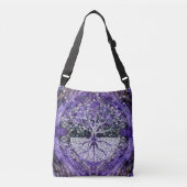 Silver Tree of Life Yggdrasil op Amethyst Geode Crossbody Tas (Voorkant)