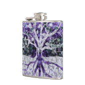 Silver Tree of Life Yggdrasil op Amethyst Geode Heupfles (Links)