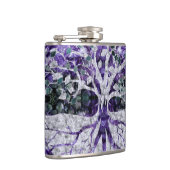 Silver Tree of Life Yggdrasil op Amethyst Geode Heupfles (Rechts)