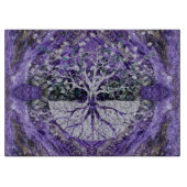 Silver Tree of Life Yggdrasil op Amethyst Geode Snijplank (Voorkant)