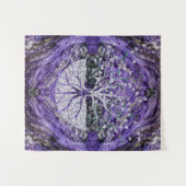 Silver Tree of Life Yggdrasil op Amethyst Geode Wandkleed (Voorkant (horizontaal))