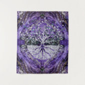 Silver Tree of Life Yggdrasil op Amethyst Geode Wandkleed (Voorkant)