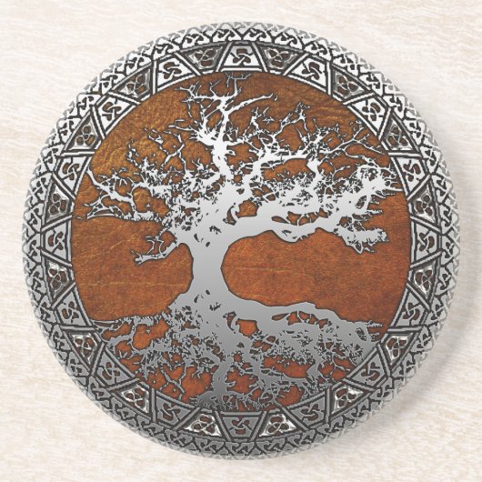 Silver Tree of Life Zandsteen Onderzetter (Voorkant)