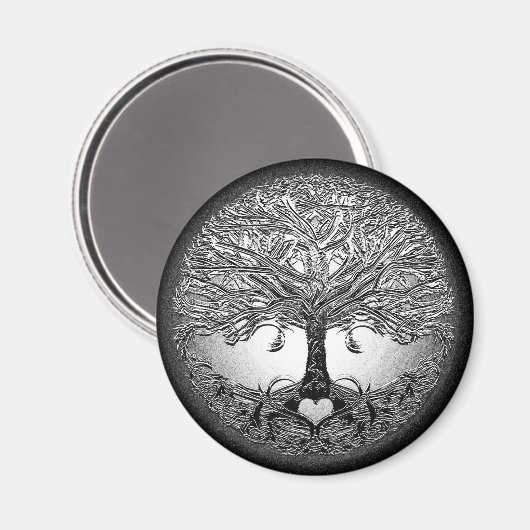 Silver Tree with Heart Magneet (Voorkant / Achterkant)