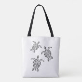 Silver Tribal Turtles White Coastal Monogram Tote Bag (Achterkant)
