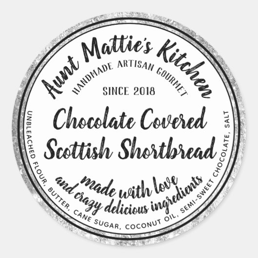 Silver Trim Artisan Gourmet Ingredients Etiket op (Voorkant)