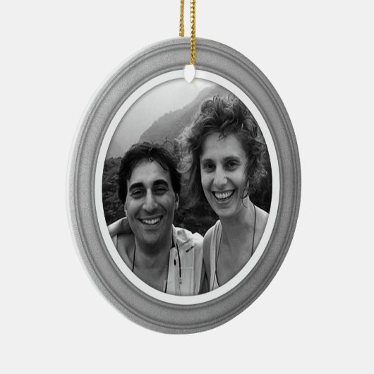 Silver Trim met het Witte Ornament van de Foto van (Rechts)