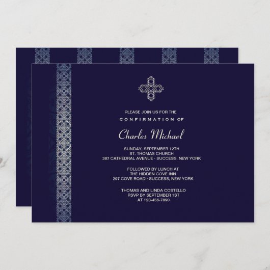 Silver Trim Uitnodiging (Voorkant / Achterkant)