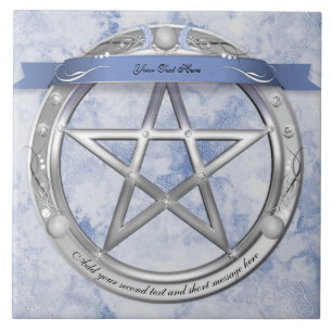 Silver Triple Moon Diamond Star Altar Tegel Tegeltje