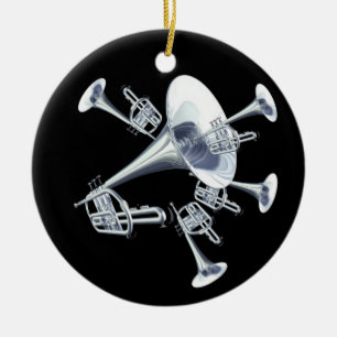 Silver Trumpets Ornament