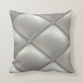 Silver Tufted Leather Kijk Pillow Kussen