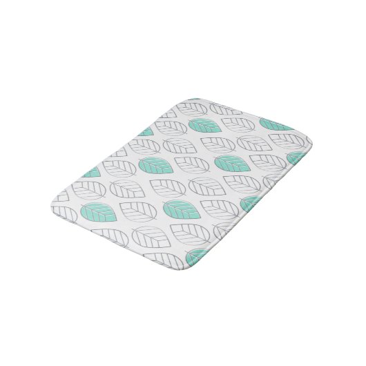 Silver & Turquoise Chic & Modern Leaf Design Badmat (Gekanteld)