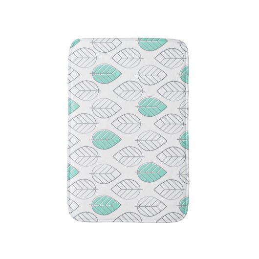 Silver & Turquoise Chic & Modern Leaf Design Badmat (Voorkant Verticaal)