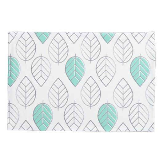 Silver & Turquoise Chic & Modern Leaf Design Kussensloop (Achterkant)