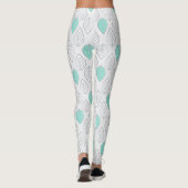 Silver & Turquoise Chic & Modern Leaf Design Leggings (Achterkant)