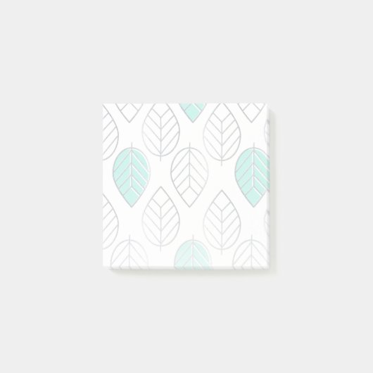 Silver & Turquoise Chic & Modern Leaf Design Post-it® Notes (Voorkant)