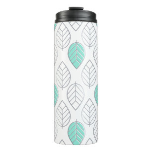 Silver & Turquoise Chic & Modern Leaf Design Thermosbeker
