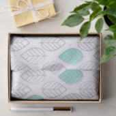 Silver & Turquoise Chic & Modern Leaf Design Tissuepapier (Geschenk)