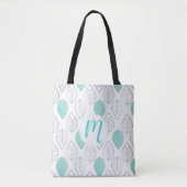 Silver & Turquoise Chic & Modern Leaf Design Tote Bag (Voorkant)