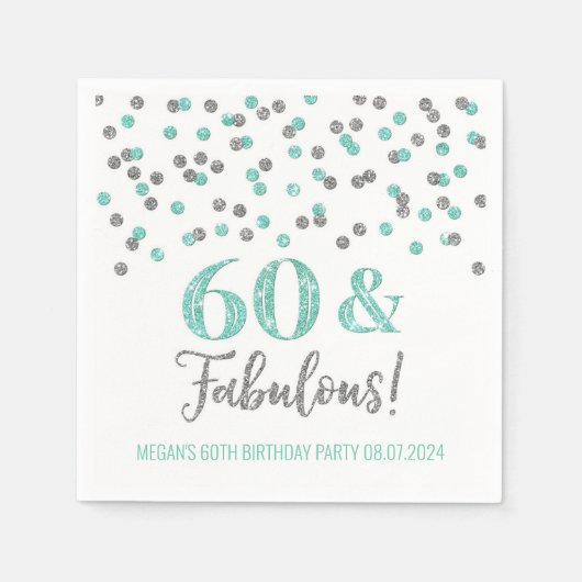 Silver Turquoise Confetti 60 & Fabulous Servet (Voorkant)
