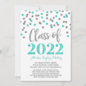Silver Turquoise Confetti Graduation Party 2022 Kaart (Voorkant)