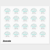 Silver Turquoise Confetti Welkom bij Team Ronde Sticker (Vel)