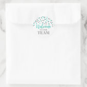 Silver Turquoise Confetti Welkom bij Team Ronde Sticker (Tas)