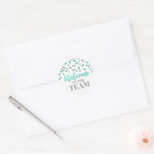 Silver Turquoise Confetti Welkom bij Team Ronde Sticker (Envelop)