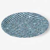 Silver Turquoise Glitter Stripes Papieren Bordje (Gekanteld)