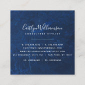 Silver turquoise marble waterverf stylist script vierkante visitekaartje (Achterkant)