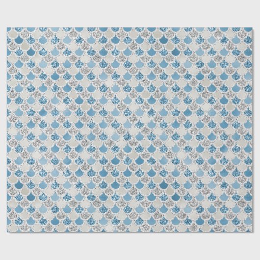 Silver Turquoise Pearl Glitter Mermaid Cadeaupapier (Vlak)