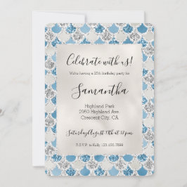 Silver Turquoise Pearl Glitter Mermaid Kaart