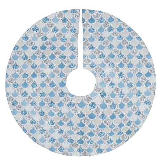 Silver Turquoise Pearl Glitter Mermaid Kerstboom Rok (Voorkant)