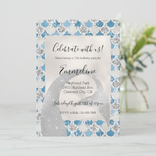 Silver Turquoise Pearl Glitter Mermaid Sparkle Kaart