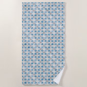 Silver Turquoise Pearl Glitter Mermaid Strandlaken (Voorkant)