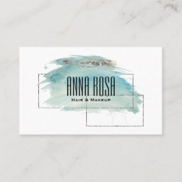 *~* Silver Turquoise Waterverf Geometric Girly Visitekaartje