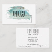 *~* Silver Turquoise Waterverf Geometric Girly Visitekaartje (Voorkant / Achterkant)