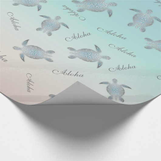 Silver Turquoise Zee Turtles Aloha Coastal Cadeaupapier (Hoek)