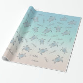 Silver Turquoise Zee Turtles Aloha Coastal Cadeaupapier (Uitgerold)