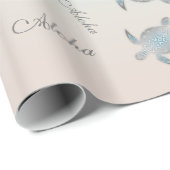 Silver Turquoise Zee Turtles Aloha Coastal Cadeaupapier (Rol Hoek)