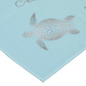 Silver Turquoise Zee Turtles Aloha Coastal Tafelkleed (Gekanteld)