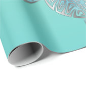 Silver Turquoise Zee Turtles Coastal Pattern Cadeaupapier (Rol Hoek)