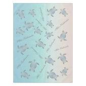 Silver Turquoise Zee Turtles Coastal Pattern Tafelkleed (Voorkant)