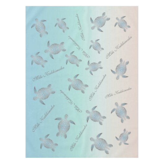 Silver Turquoise Zee Turtles Coastal Pattern Tafelkleed (Voorkant)