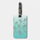 Silver Turquoise Zee Turtles Pattern Bagagelabel (Achterkant verticaal)
