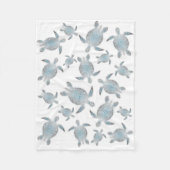 Silver Turquoise Zee Turtles Pattern Coastal Fleece Deken (Voorkant)